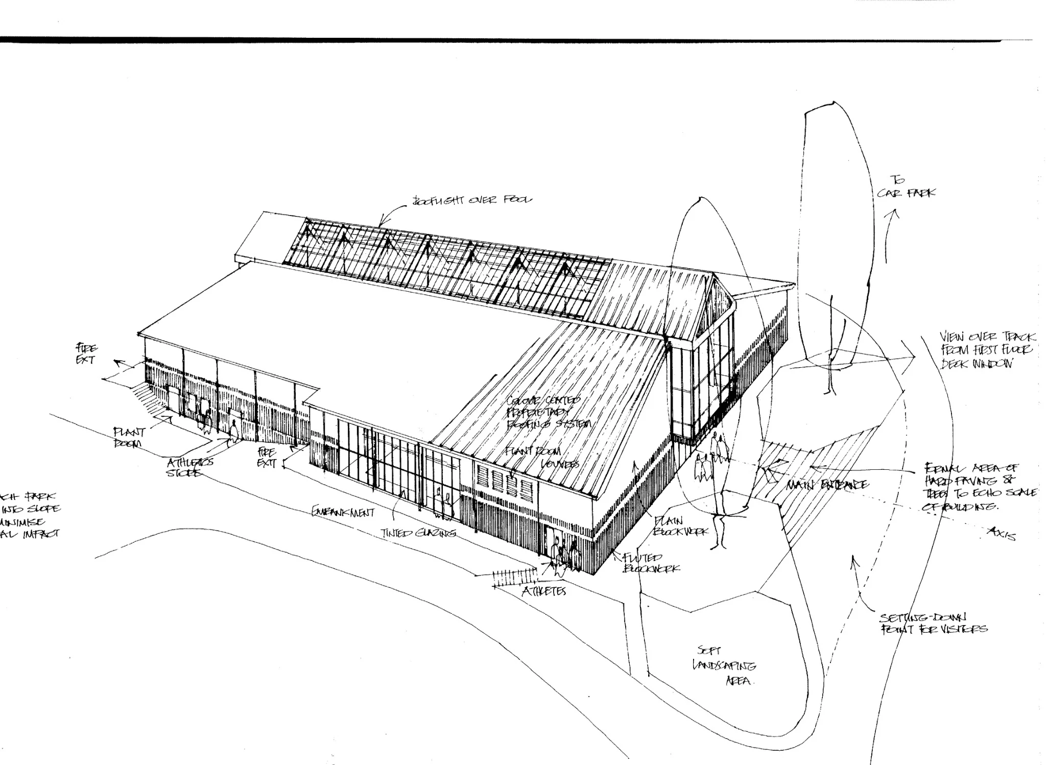 Concept sketch for the 50m Olympic Standard Swimming Pool